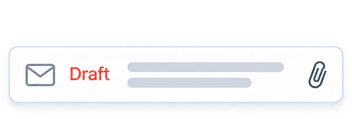 Draft email row with an attachment